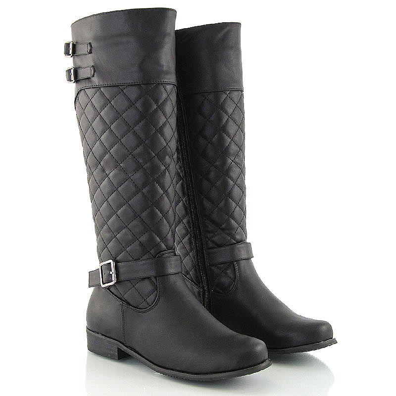 flat heeled knee high boots